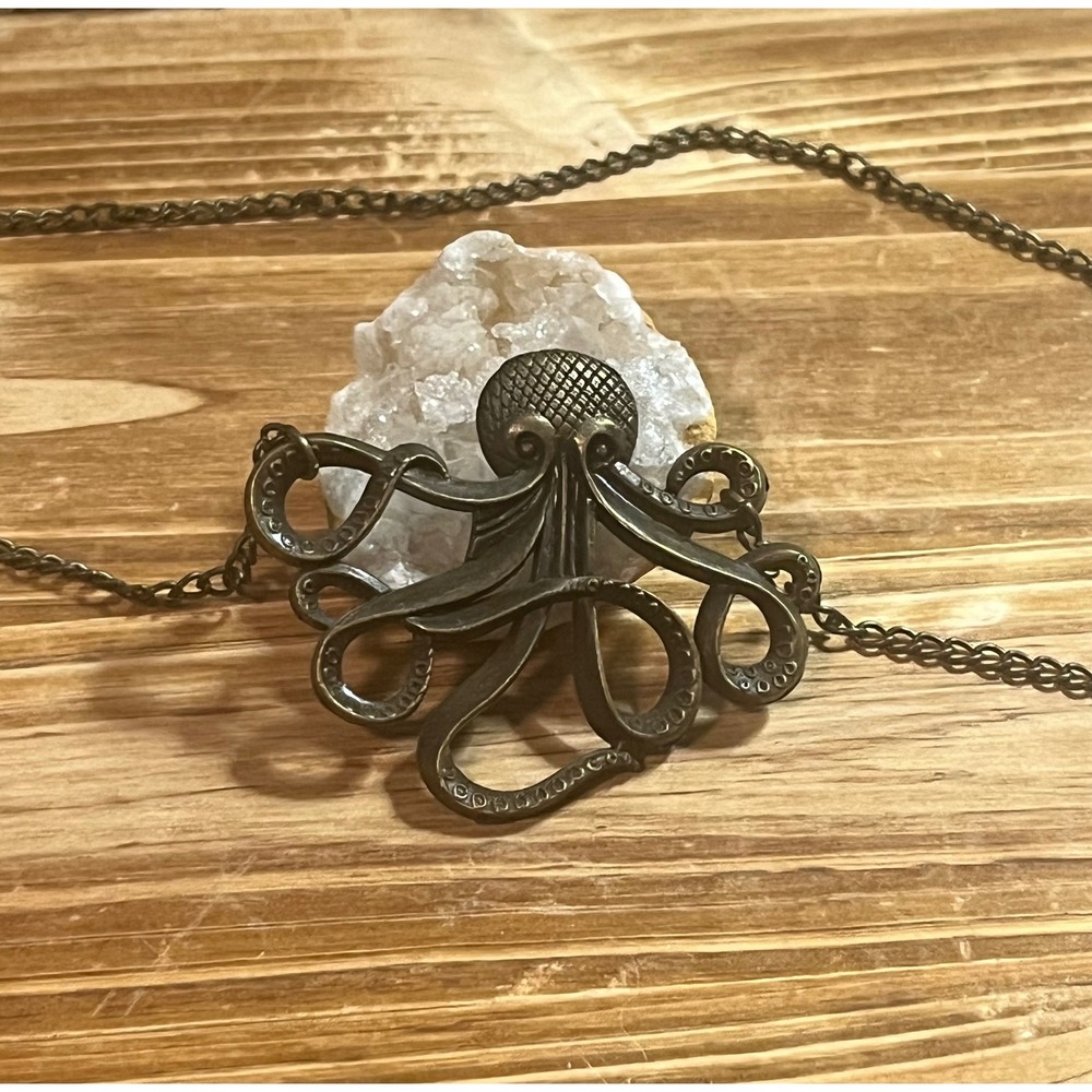 Octopus Pendant Necklace Bronze Tone Tentacle‎ Nautical Steampunk Jewelry~New